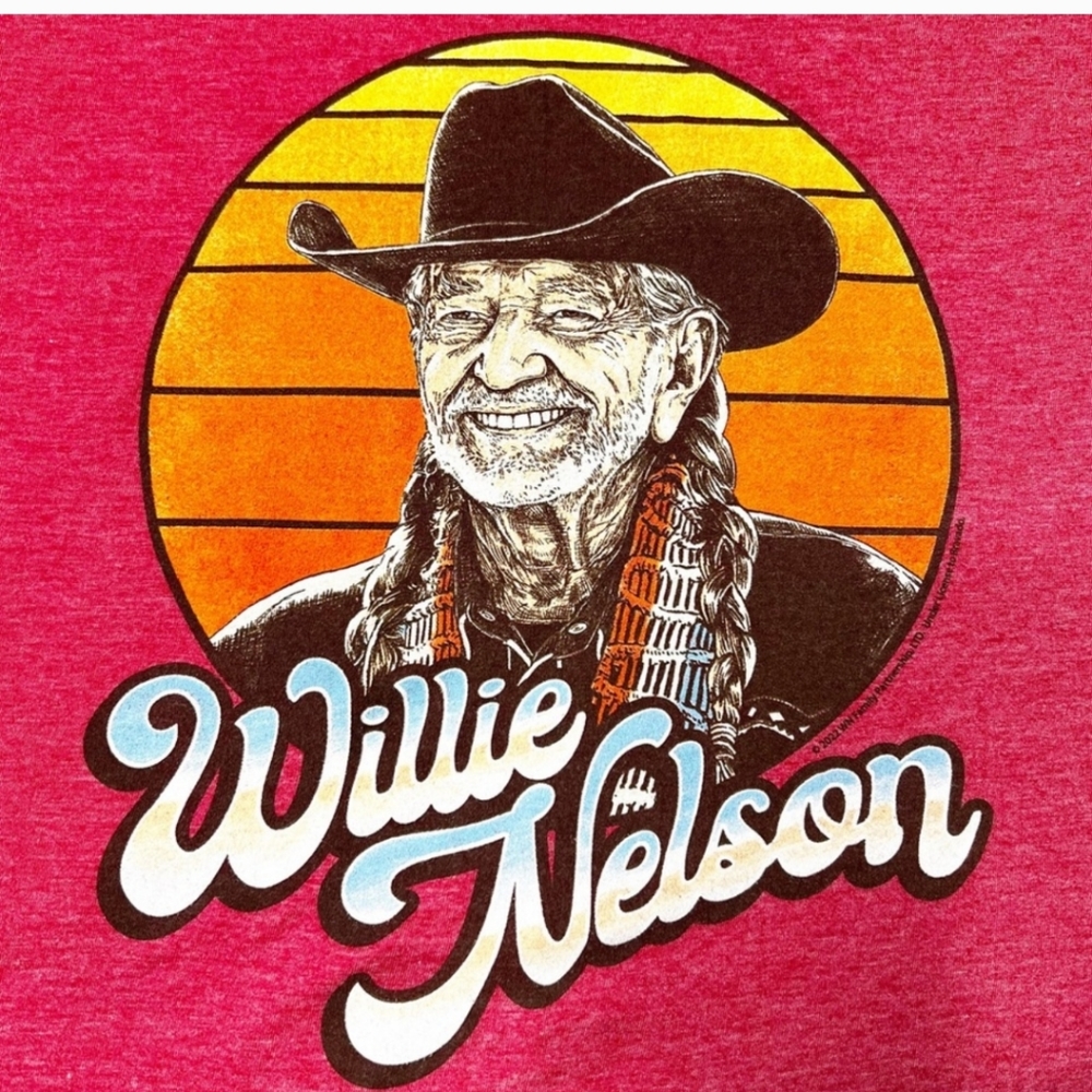 Willie Nelson Sunset Stripes Graphic {Buck Wear} T-Shirt Red Men’s Sz Small